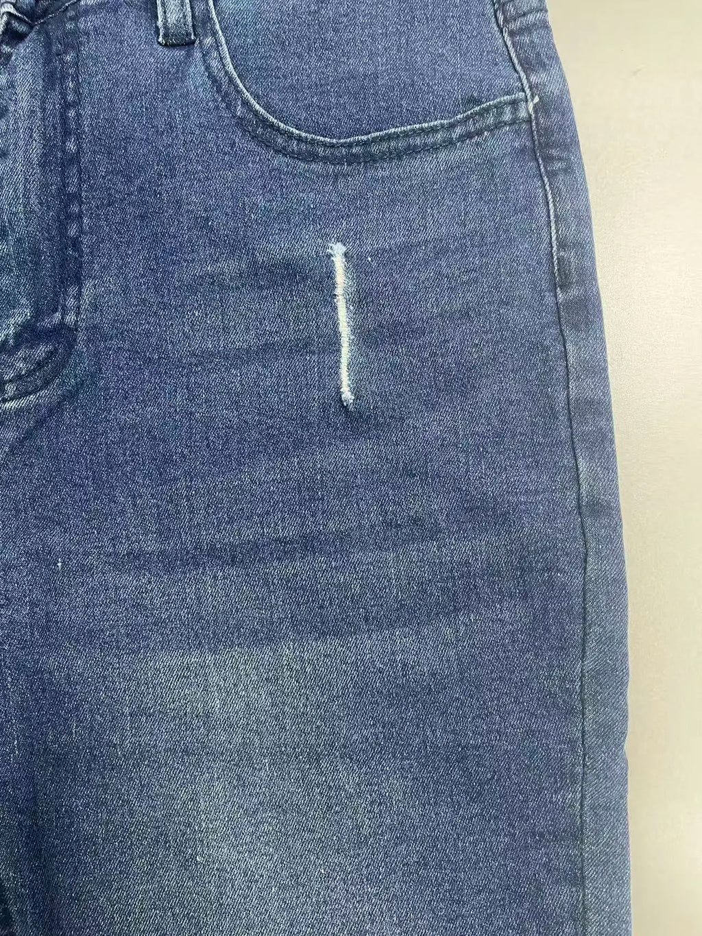 Men's Slim Fit Stretch Denim Jeans with Ripped Detail & Contrast