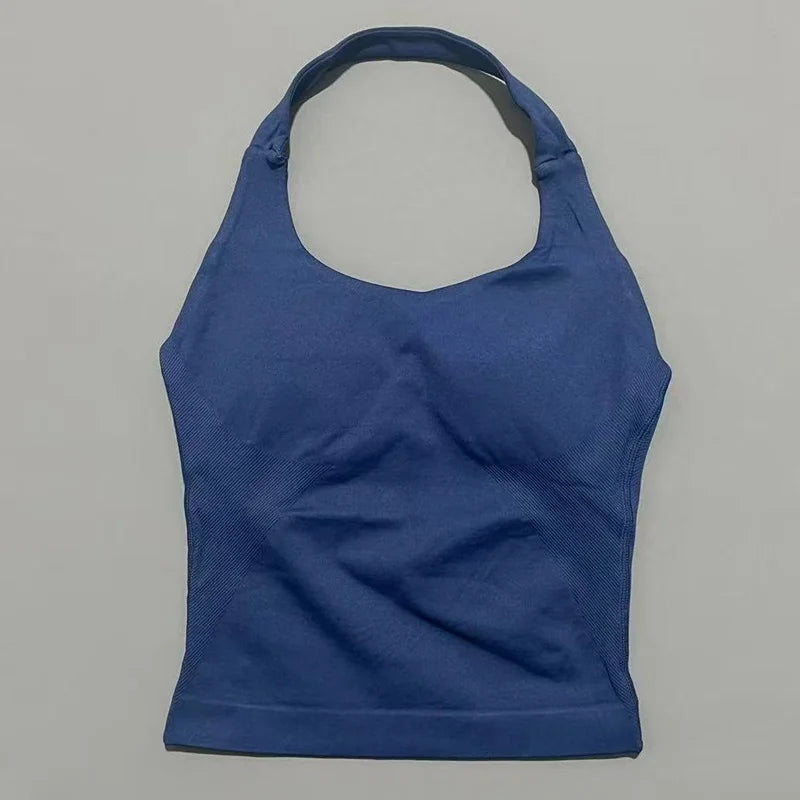 Sports Halter Top Women Seamless Yoga Breathable Elastic Tank Vest