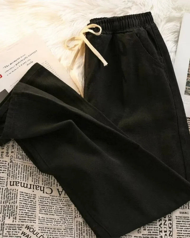 Men's Winter Loose Jeans Elastic Waist Wide Leg Y2K Denim Pants
