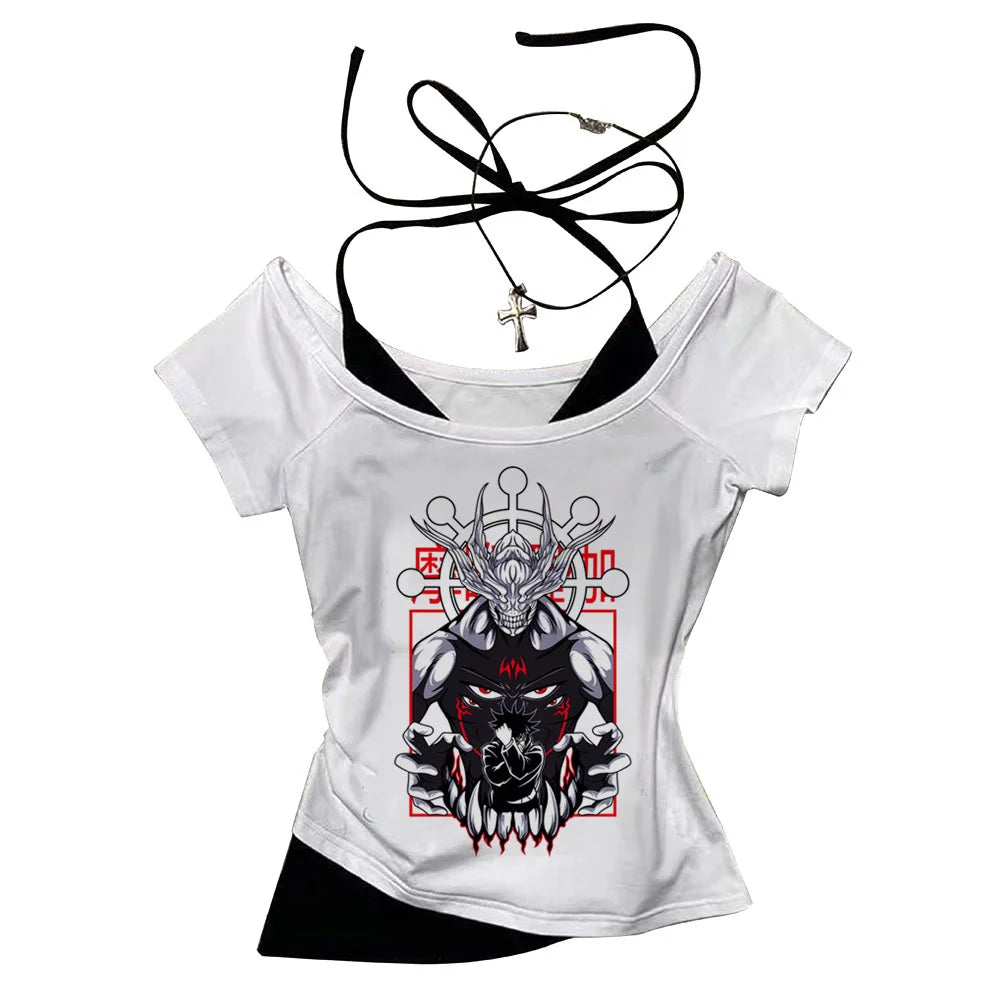 Jujutsu Kaisen Gojo crop top Slim Fit Cute summer babydoll cute shoujo