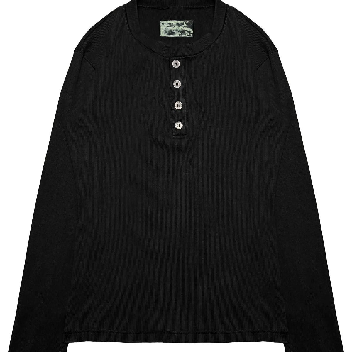 Japanese Vintage Black White Stripe Henley Long Sleeve T-shirt Unisex