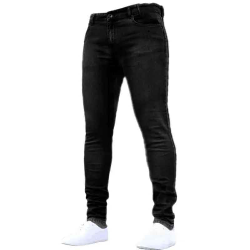 Solid Color Fashion Men Casual Pants Stretch Jeans Skinny Work