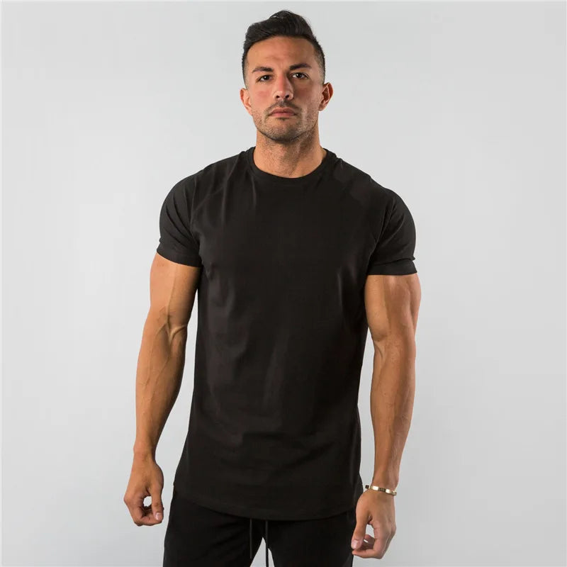 T Shirt Men Casual Short Sleeve Muscle Joggers Bodybuilding Tshirt