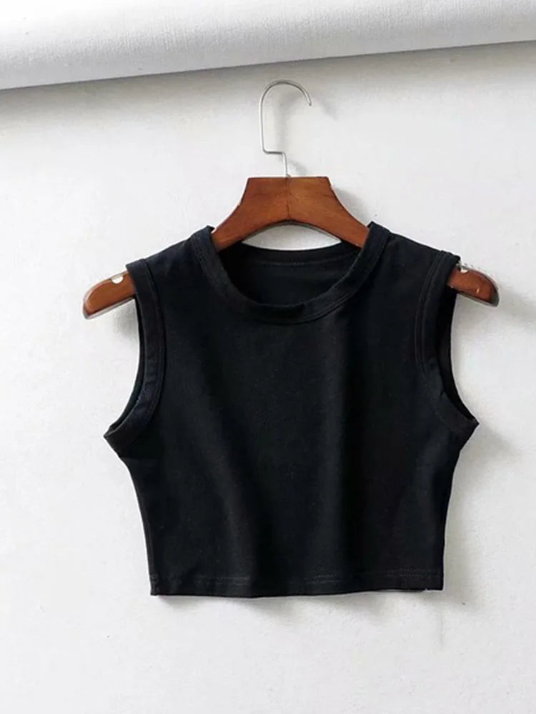 2024 Summer vintage white crop tops women biker black punk sexy tank