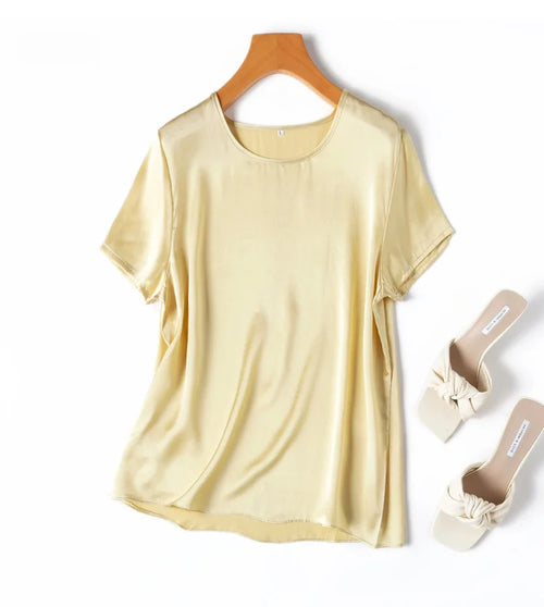100% Mulberry Silk 19 Momme Charmeuse Silk Women Tank Top T-shirt