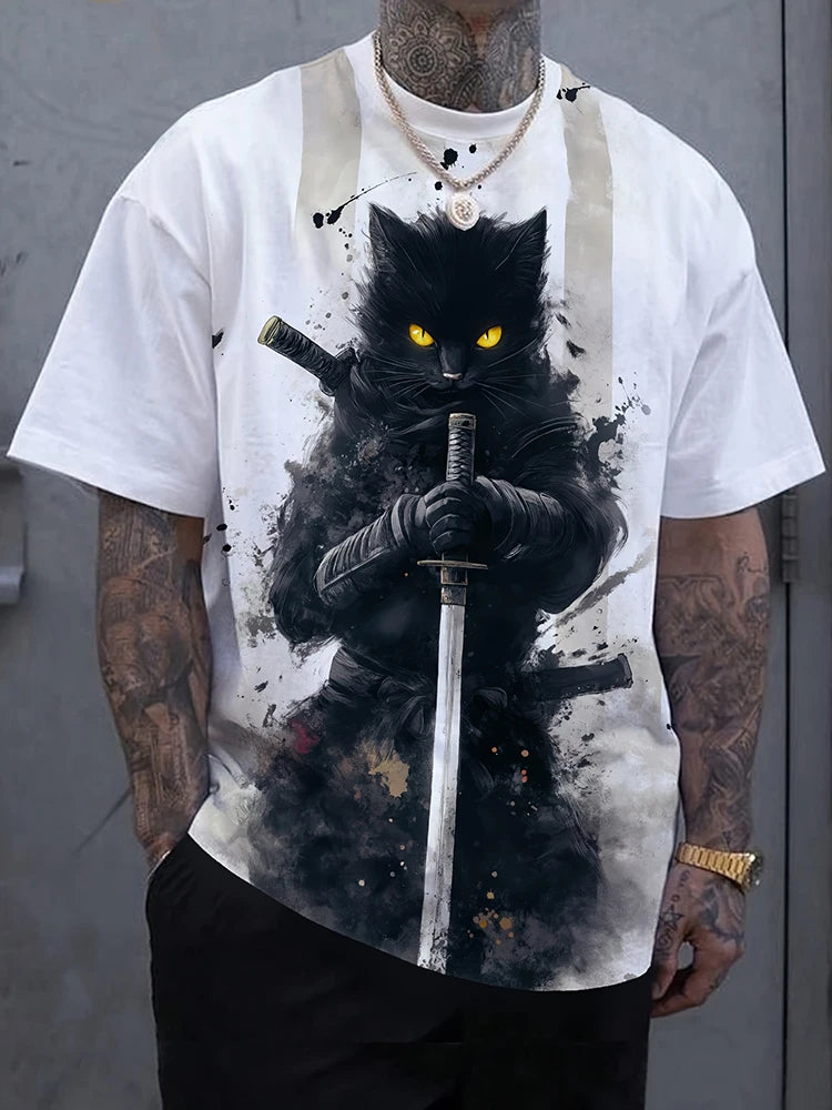 New Retro Style 3D Wolf Print Men's T-shirt Summer Daily Men's Casual