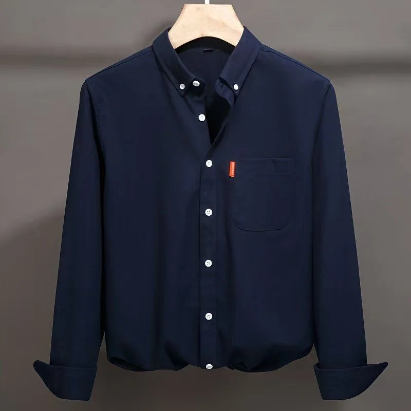 Men's 100% Cotton Shirt Long Sleeve Oxford Fabric Spring Autumn Causal