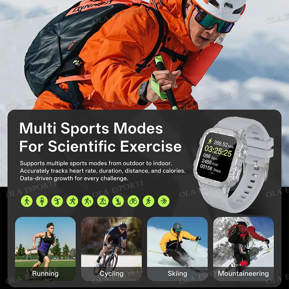 2025 New Military Smart Watch Men IP67 3ATM Waterproof Outdoor Sports
