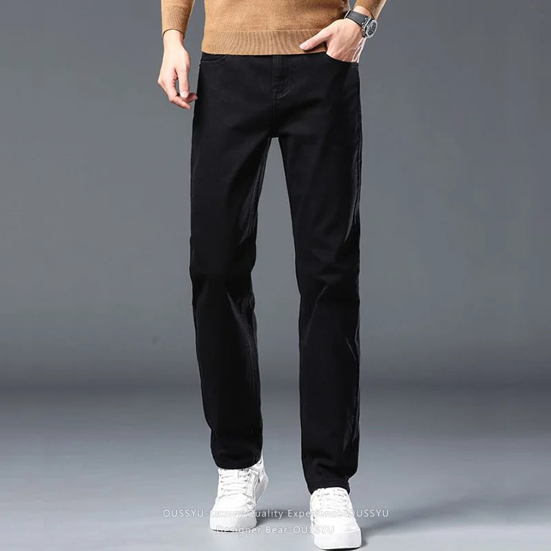 2026 Spring Summer New Men's Slim Fit Elastic Jeans Gray Denim Pants