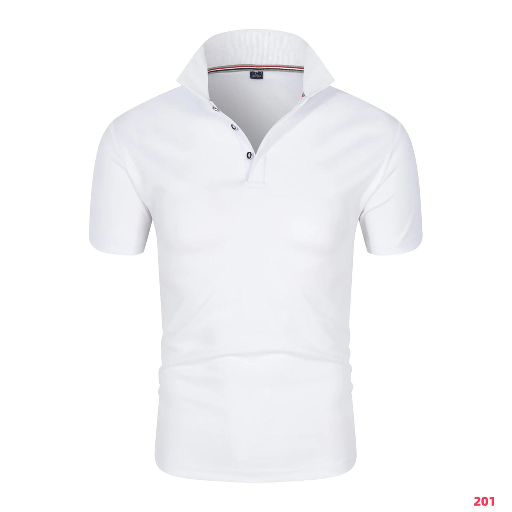 2025 New Men's Collar T-Shirt White Casual Short Sleeved Golf Collar