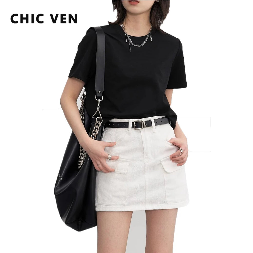 CHIC VEN Women's Tees Basic O Neck Short Sleeve Pullover T-shirt for