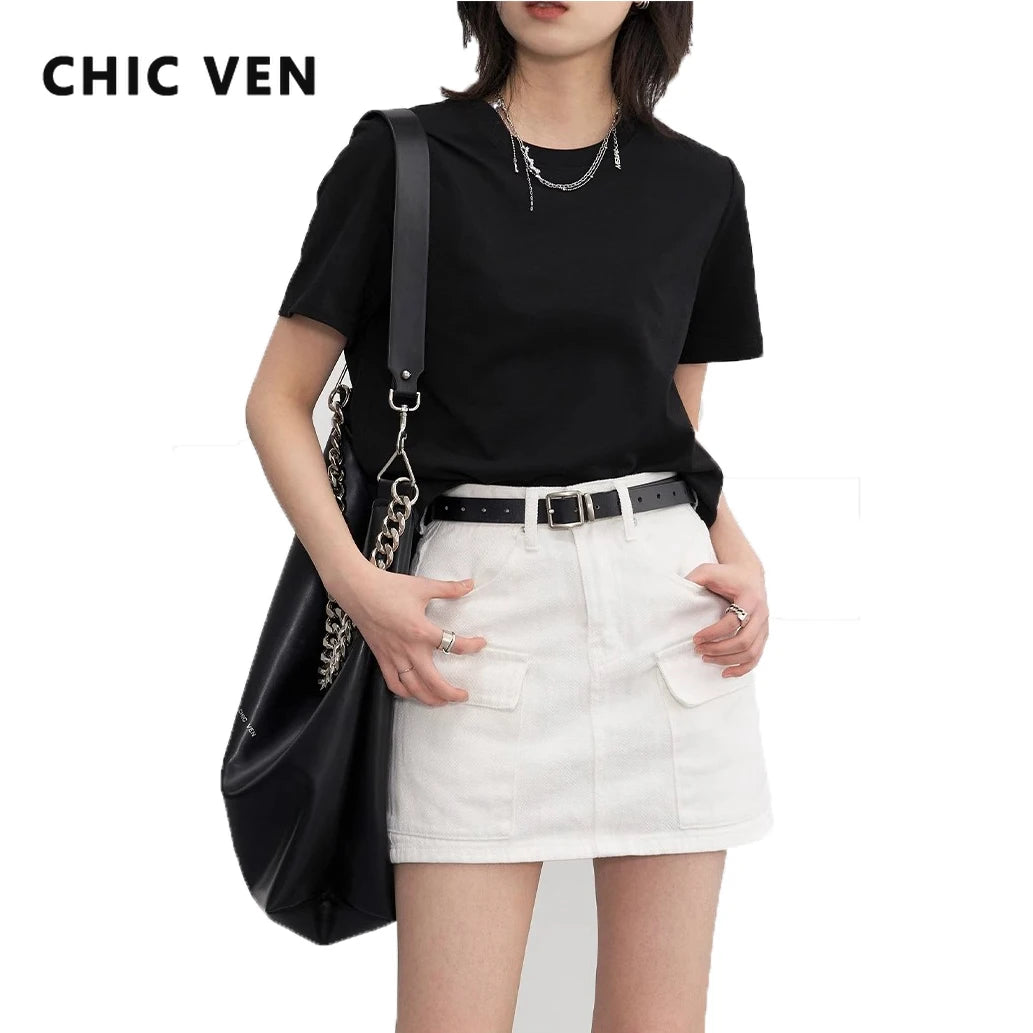 CHIC VEN Women's Tees Basic O Neck Short Sleeve Pullover T-shirt for