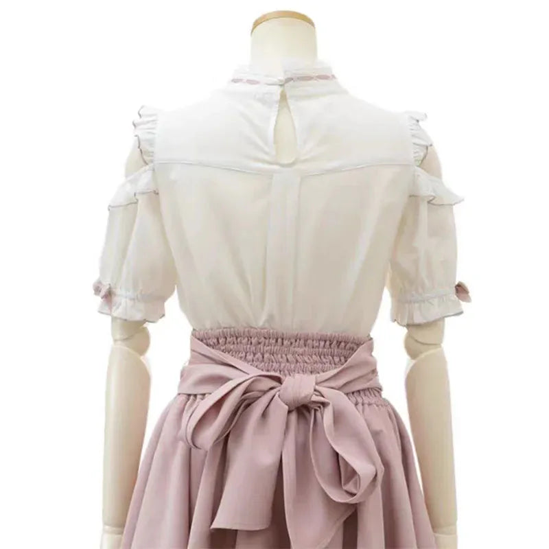 Gothic Lolita Blouses Women Sweet Bow Off Shoulder JK Shirt Japanese