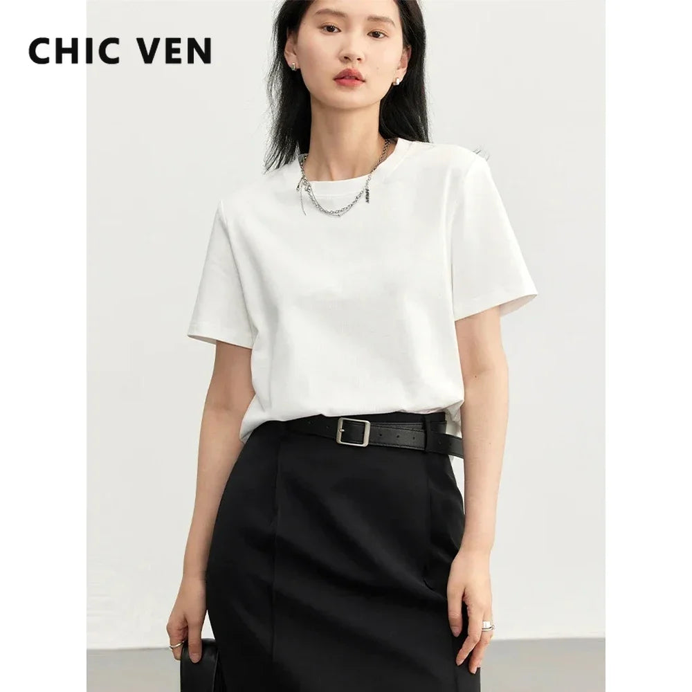 CHIC VEN Women's Tees Basic O Neck Short Sleeve Pullover T-shirt for