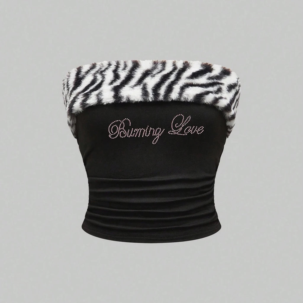 New rhinestone leopard print crop top slim fit sexy hot girl y2k