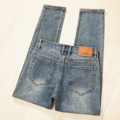 Men's Fashion Business Jeans Classic Style Casual Elastic Slim Fit
