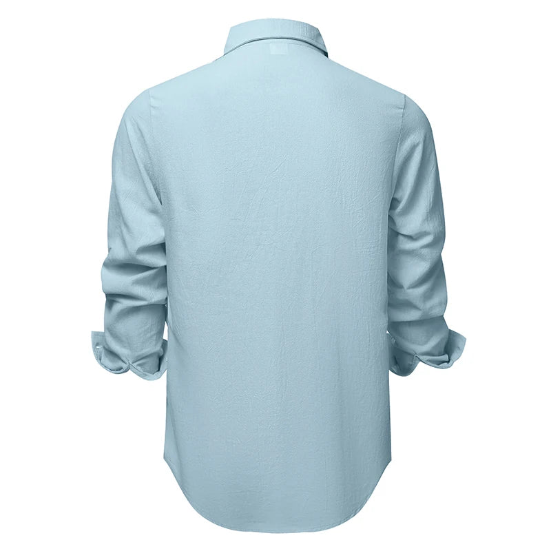 Men's Cotton Linen Shirt Casual Fashion Male Clothing High Quality
