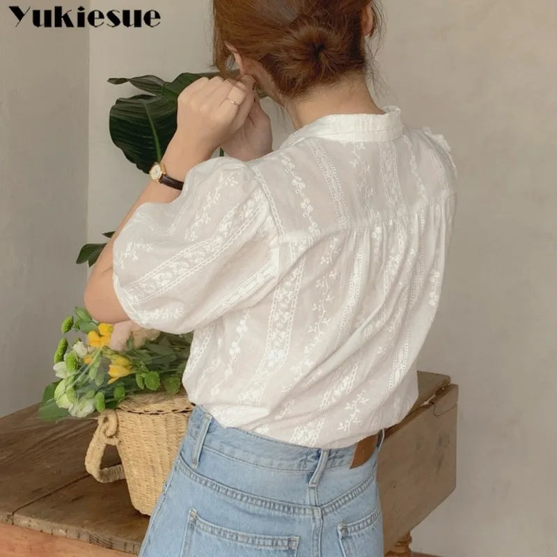 Shirts Women All-match V-Neck blouse shirts and tops  Korean Style