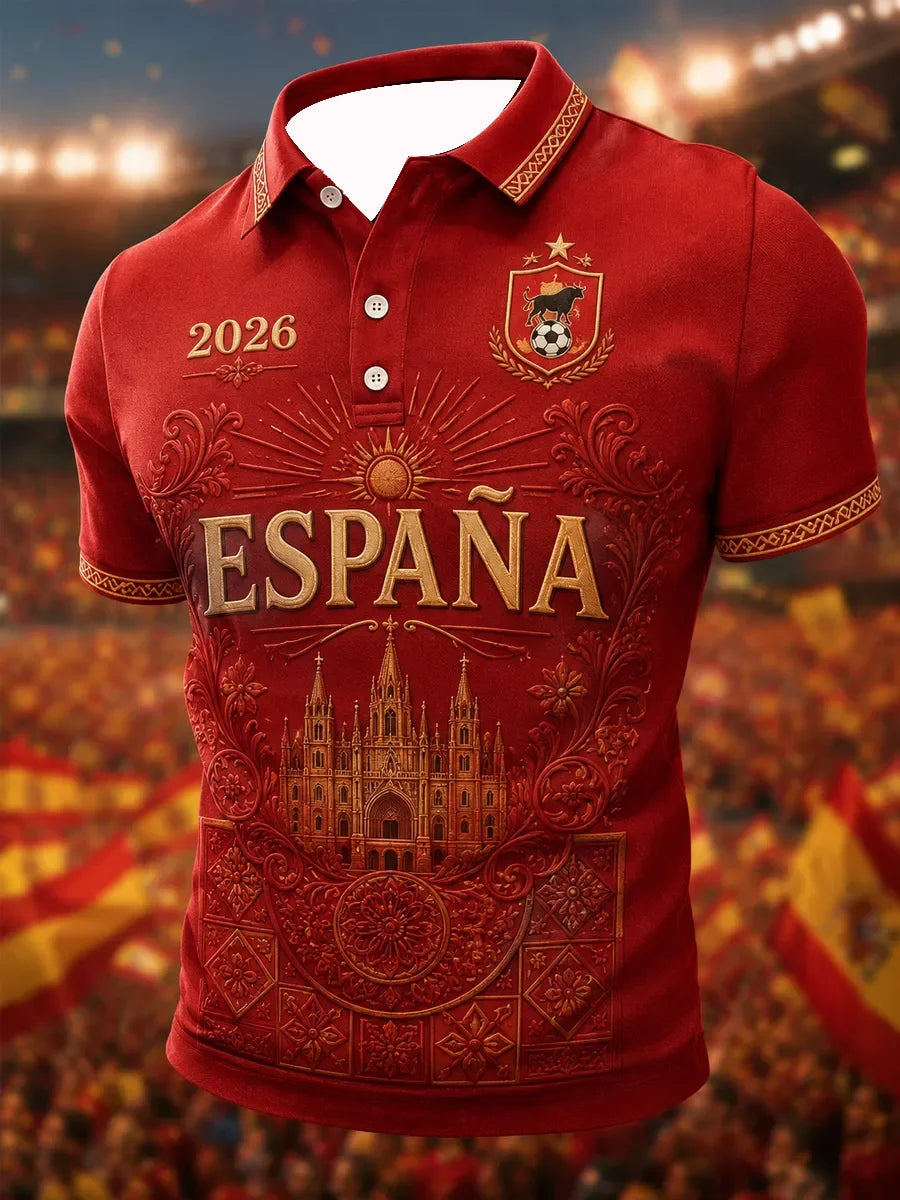 2026 Edition Spanish Soccer Polo Shirt with 3D Print - Comfortable and