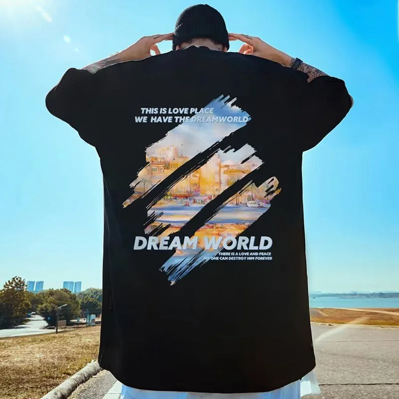 M-8XL 2024 NewPainting Print Round Neck Short Sleeve T-shirt for Men