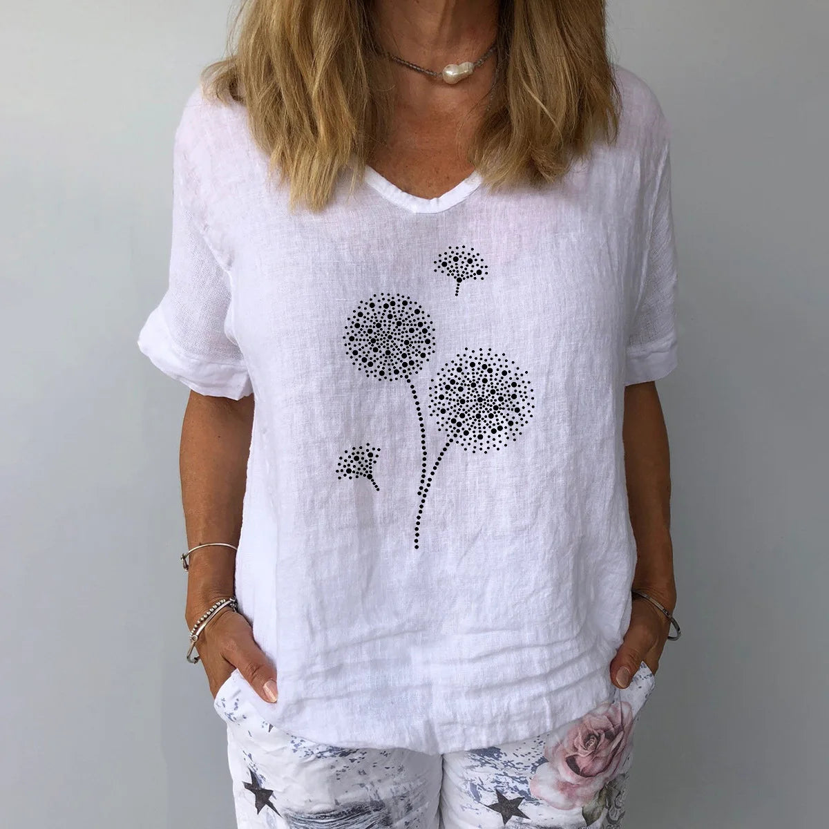Women Solid Colour Cotton Linen Blouse Top 2026 Summer Casual Harajuku