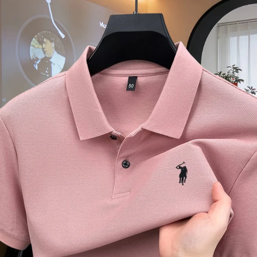 100% pure cotton high-end brand men's short sleeve polo shirt 2026