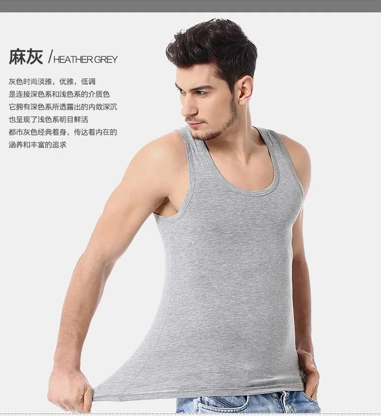 1/3 Pieces Men's Solid Color Basic Cotton Vest Youth Slim Exercise