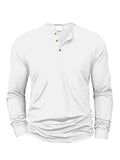 Spring Autumn Henley Neck T-Shirt Men Basic Breathable Men's Long