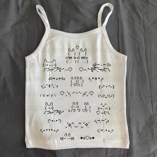 Y2k Clothes Emo Girl Sleeveless Tank Top Corset Grunge White Camisole
