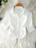 2023 Fashion Solid Color White Women Shirt Casual Blouses Autumn Half