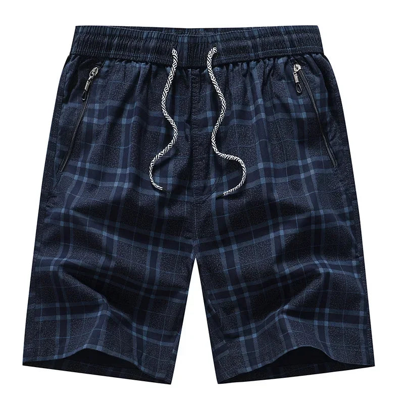 Bermuda Male Hot 2024 Summer Elastic Waist Mens Plaid Shorts Classic
