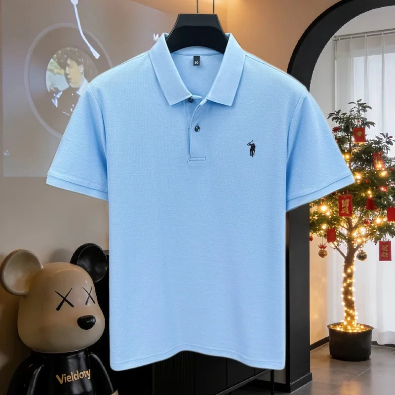 100% pure cotton high-end brand men's short sleeve polo shirt 2026
