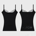 Women White Spaghetti Strap Cami Top Contrast Lace Trim Back Graphic