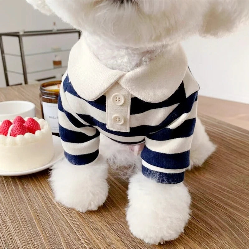 Summer Polo Shirt for Dogs Puppy Clothes Bichon Frise Chihuahua Stripe