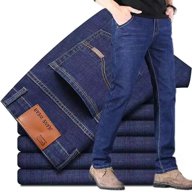 2025 New Autumn Classic Men's Fitted Stretch Jeans High-end Blue Black