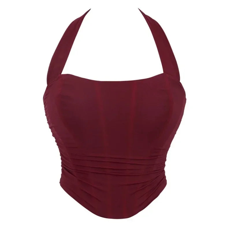 Corset Halter Crop Top Women Camisole Short Cropped Tank Tops Summer