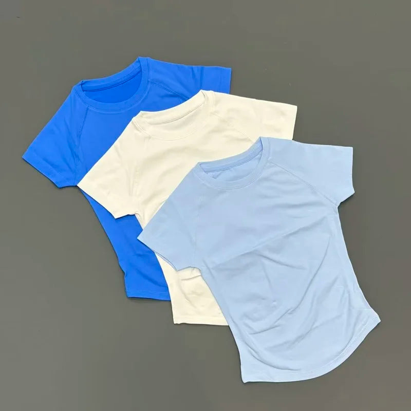Short Sleeve Seamless Yoga Top Women Quick Dry Breathable Slim Fit