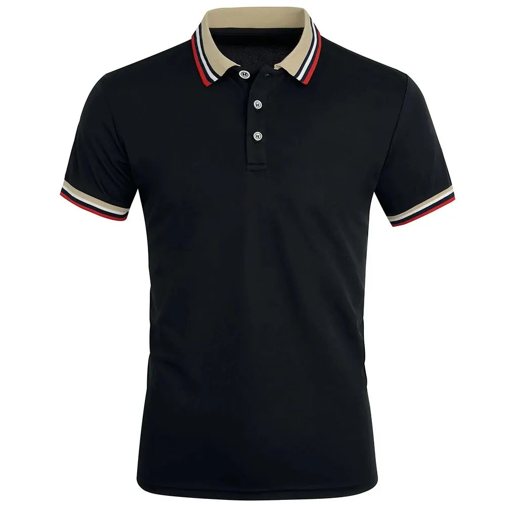 Men Summer Solid Casual Office Breathable Cotton Polo Shirt Fashion