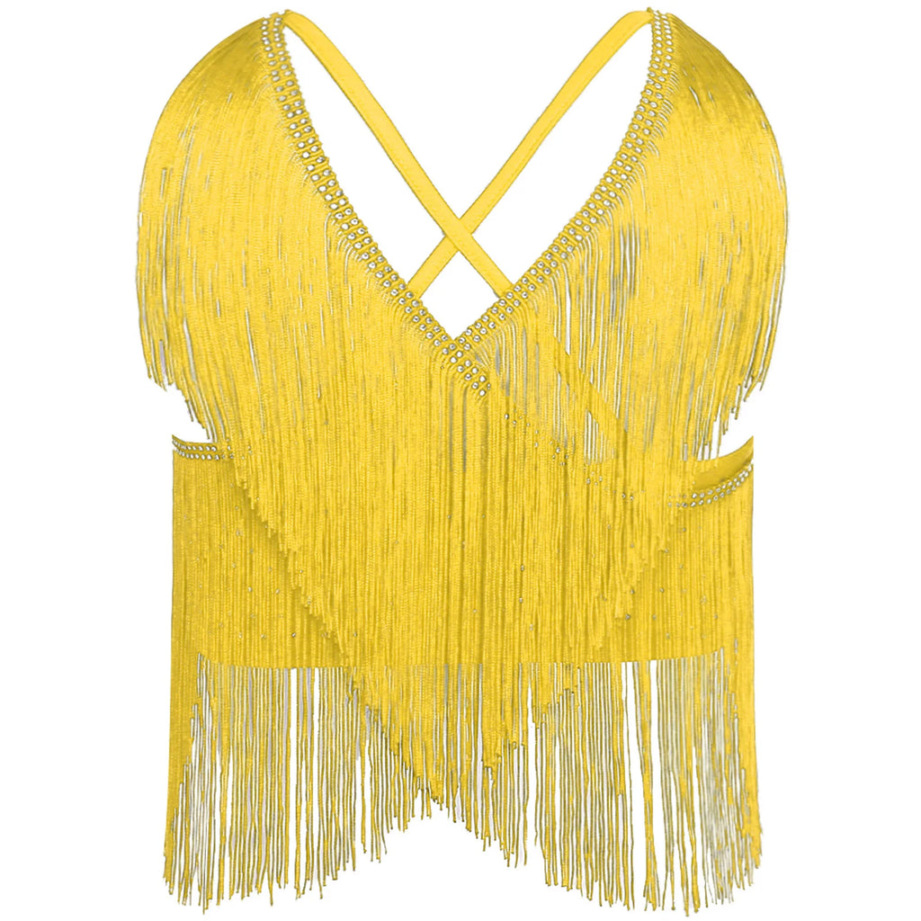 Womens Latin Cha-Cha Dance Performance Competition Costume V-Neck