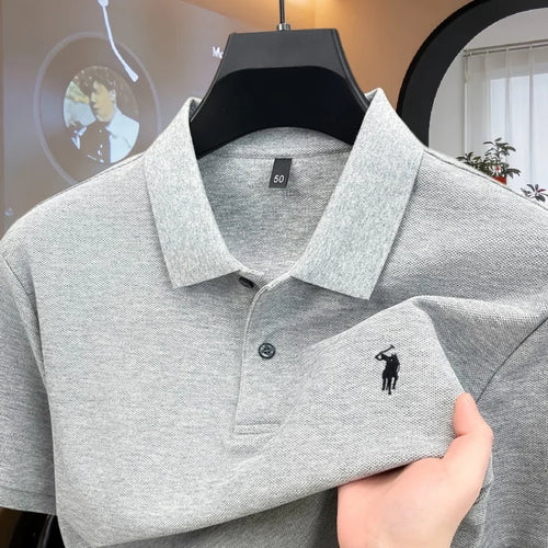100% pure cotton high-end brand men's short sleeve polo shirt 2026