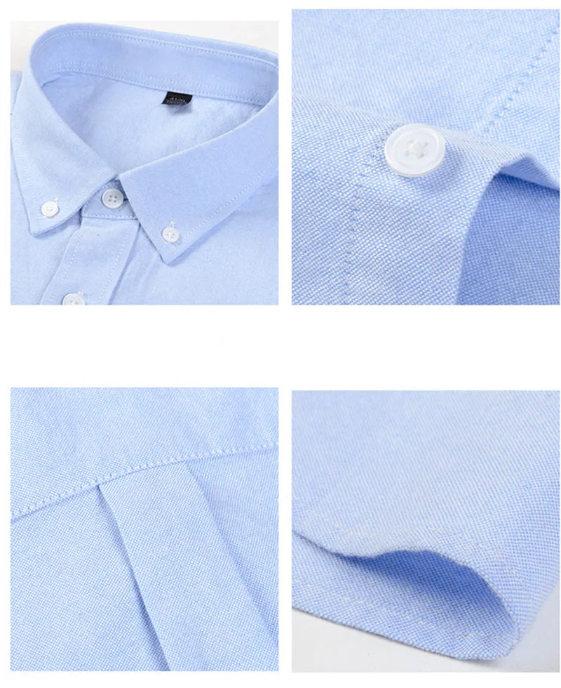 100% Cotton Men's Oxford Shirt Summer Short Sleeve Stylish Loose