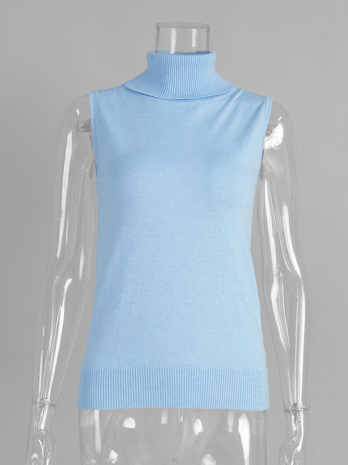 Wolfeel Women's New Knit Sleeveless Turtleneck Tank Top Soft Fabric