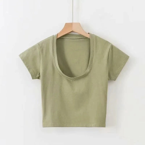 Summer Sexy T Shirt Tops for Women Clothes Stretch Slim Tees Shirt