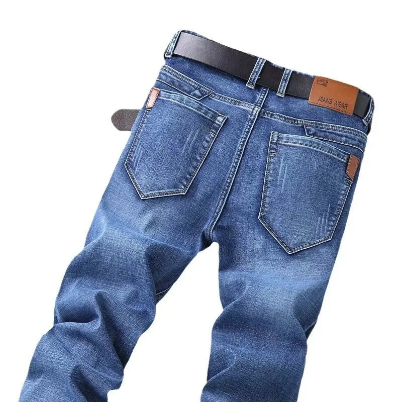 2026 New Men's Loose Straight Leg Jeans Retro Washed Elastic Casual