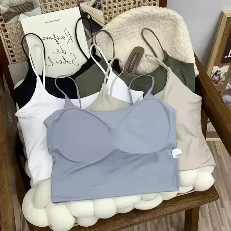 Summer Bra Top Sexy Women Ice Silk Crop Top Seamless Tube Tops