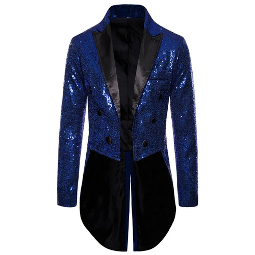 Men Shiny Sequin Glitter Embellished Blazer Jacket Men Nightclub Prom