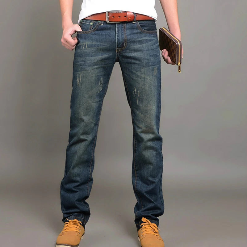2025 Casual Jeans Men Business Straight Jeans Stretch Denim Pants