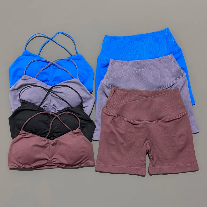 2 Piece Vision Gym Set Women Yoga Crop Top High Waist Scrunch Seamless