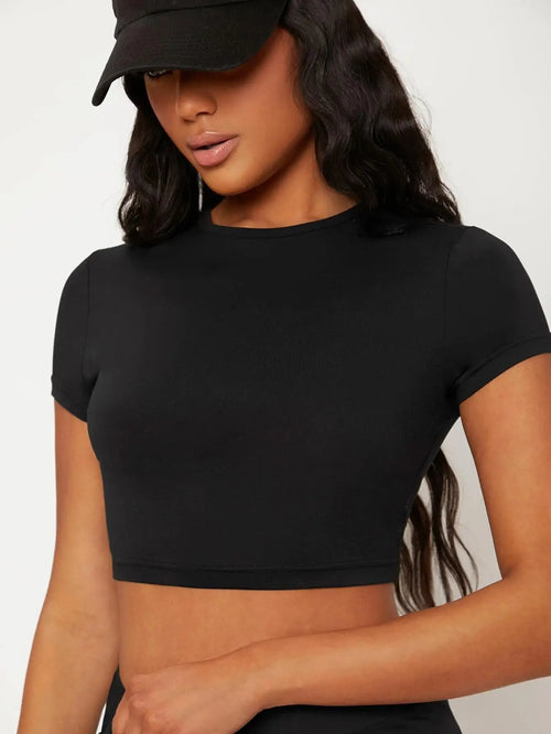 Tight Tops Sexy Crop T-Shirt Summer Woman Short Sleeve Breathable