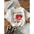 100% Cotton T-shirt Strawberry Graphic Print Women'S Vintage Casual